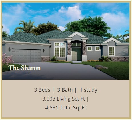 The Sharon — estate design: 3 bed, 3 bath, study, 3,003 living sq ft
