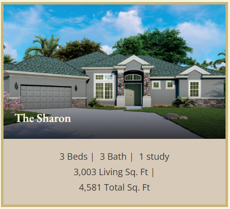 The Sharon — estate design: 3 bed, 3 bath, study, 3,003 living sq ft